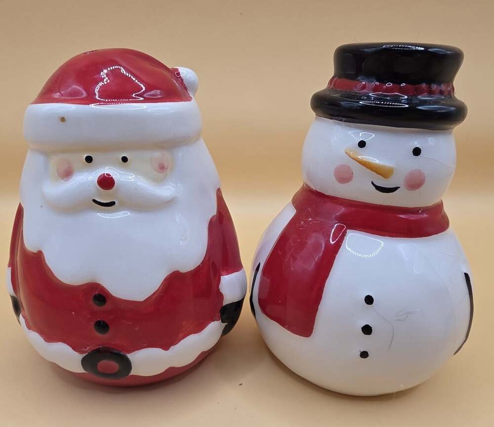 Jolly Santa & Snowman Christmas Salt and Pepper Shakers